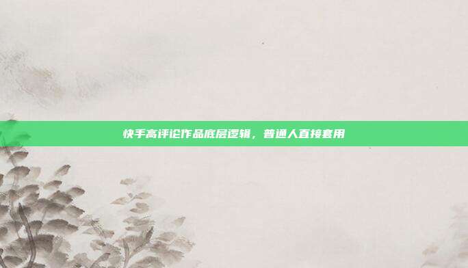 快手高评论作品底层逻辑，普通人直接套用