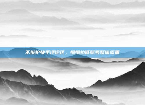 不维护快手评论区，慢慢拉低账号整体权重