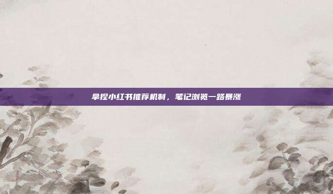 拿捏小红书推荐机制，笔记浏览一路暴涨