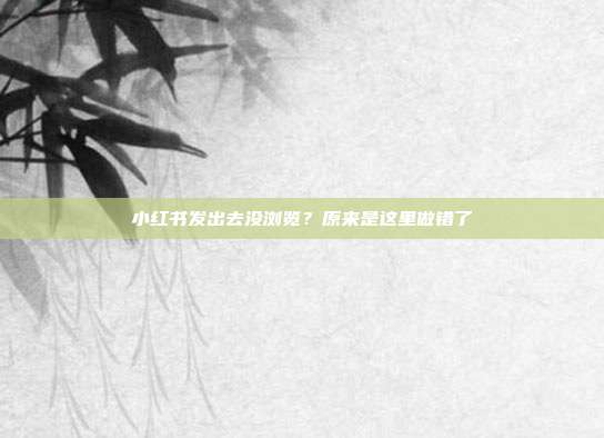 小红书发出去没浏览？原来是这里做错了