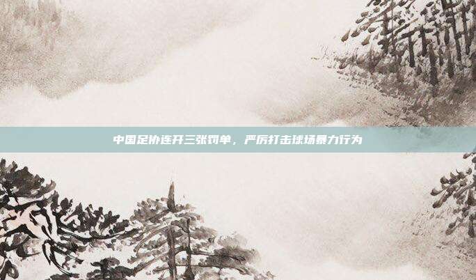 中国足协连开三张罚单，严厉打击球场暴力行为