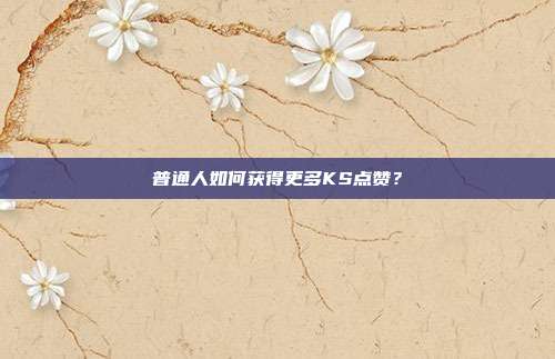 普通人如何获得更多KS点赞？