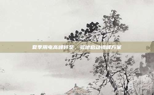 夏季用电高峰将至，多地启动错峰方案
