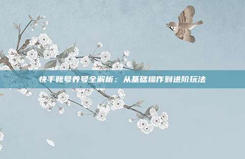快手账号养号全解析：从基础操作到进阶玩法