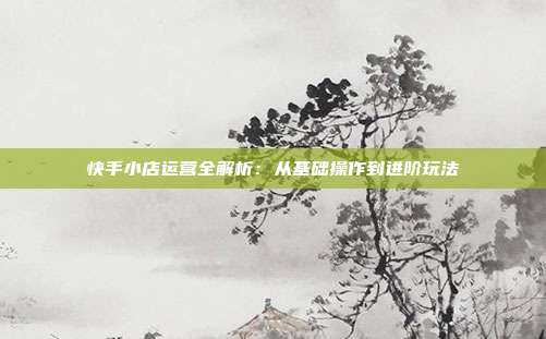 快手小店运营全解析：从基础操作到进阶玩法