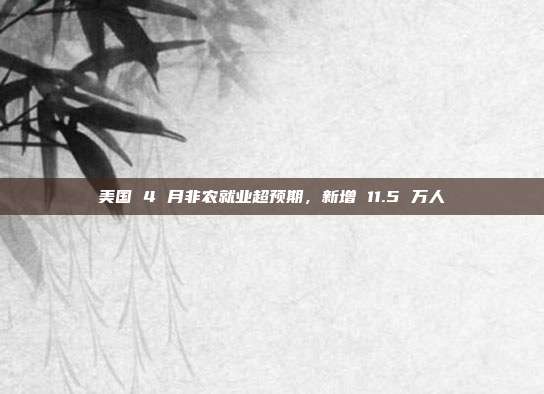 美国 4 月非农就业超预期，新增 11.5 万人