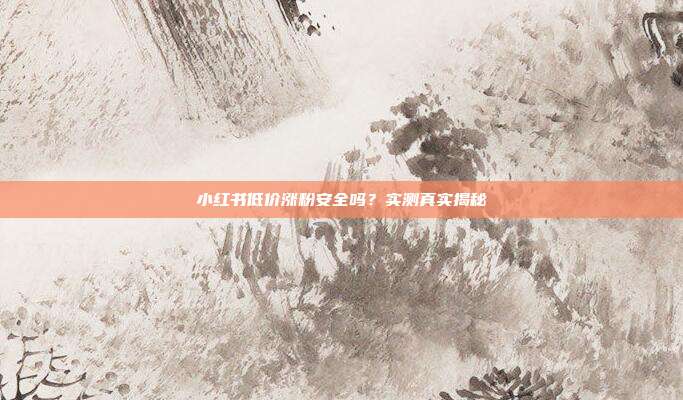 小红书低价涨粉安全吗？实测真实揭秘