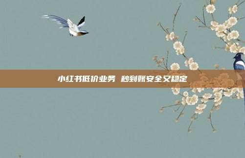 小红书低价业务 秒到账安全又稳定