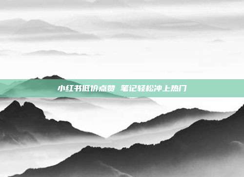 小红书低价点赞 笔记轻松冲上热门