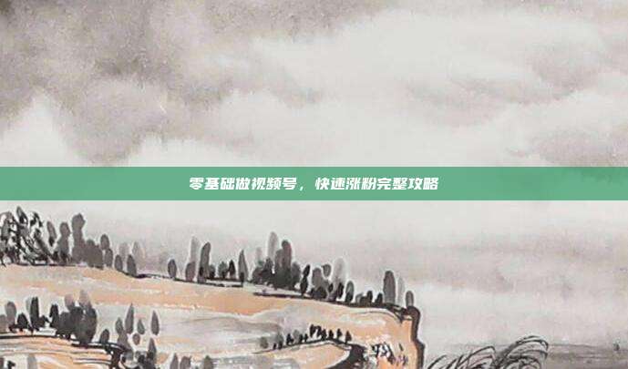 零基础做视频号，快速涨粉完整攻略