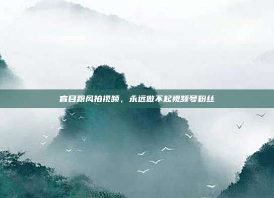 盲目跟风拍视频，永远做不起视频号粉丝