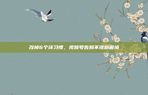 改掉6个坏习惯，视频号告别不涨粉困境