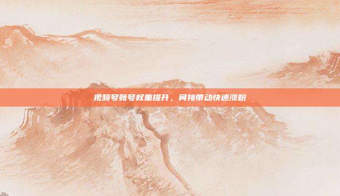 视频号账号权重提升，间接带动快速涨粉
