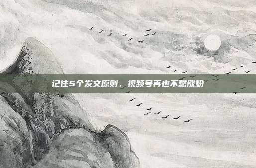 记住5个发文原则，视频号再也不愁涨粉
