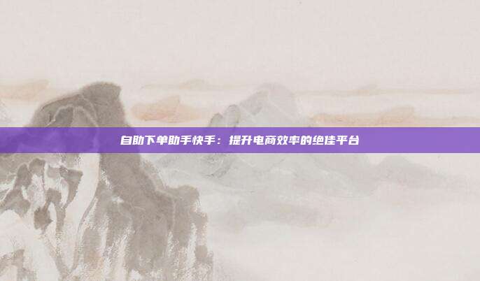 自助下单助手快手：提升电商效率的绝佳平台