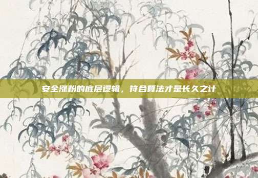 安全涨粉的底层逻辑，符合算法才是长久之计