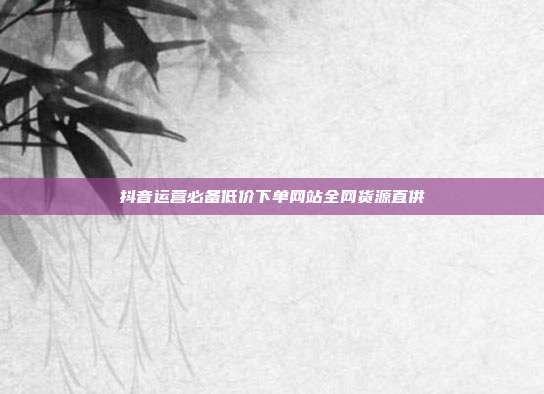 抖音运营必备低价下单网站全网货源直供