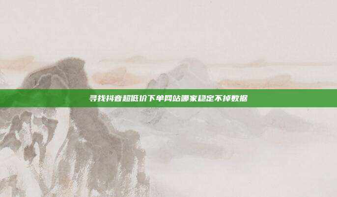寻找抖音超低价下单网站哪家稳定不掉数据