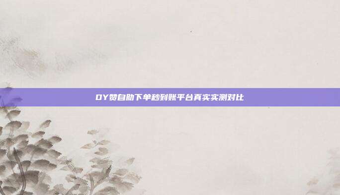 DY赞自助下单秒到账平台真实实测对比