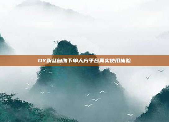 DY粉丝自助下单大方平台真实使用体验