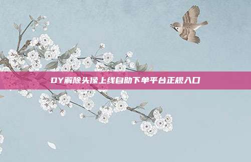 DY解除头像上线自助下单平台正规入口