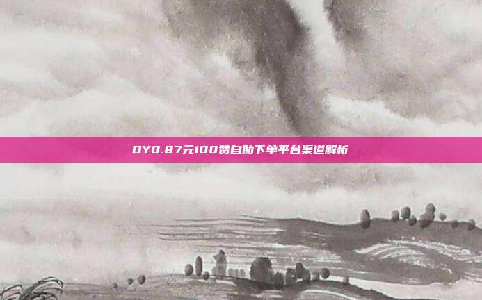 DY0.87元100赞自助下单平台渠道解析