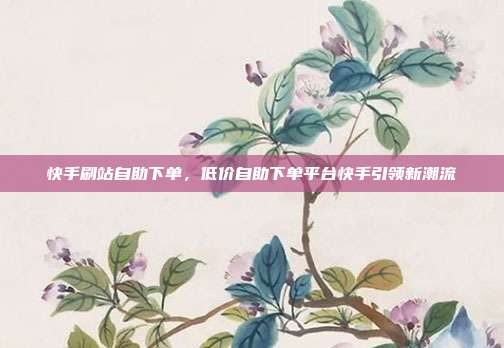 快手刷站自助下单，低价自助下单平台快手引领新潮流