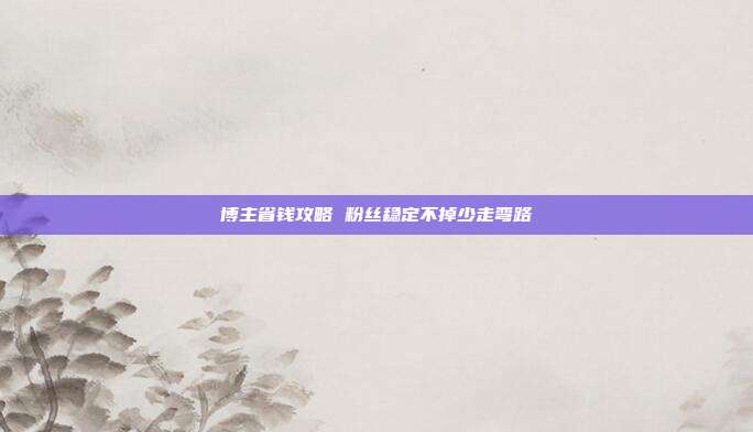 博主省钱攻略 粉丝稳定不掉少走弯路