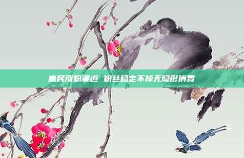 惠民涨粉渠道 粉丝稳定不掉无隐形消费