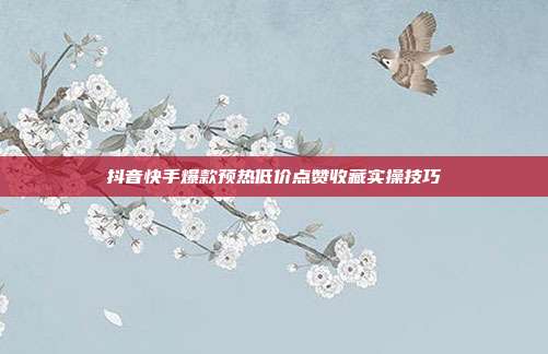 抖音快手爆款预热低价点赞收藏实操技巧
