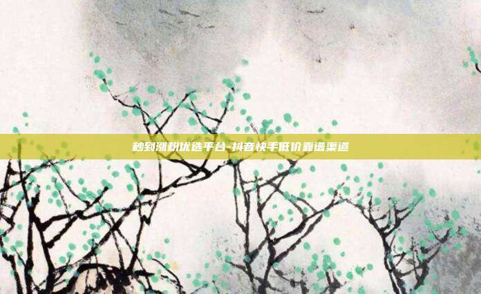 秒到涨粉优选平台-抖音快手低价靠谱渠道