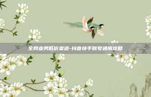 全网业务低价渠道-抖音快手账号通用攻略