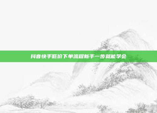 抖音快手低价下单流程新手一步就能学会