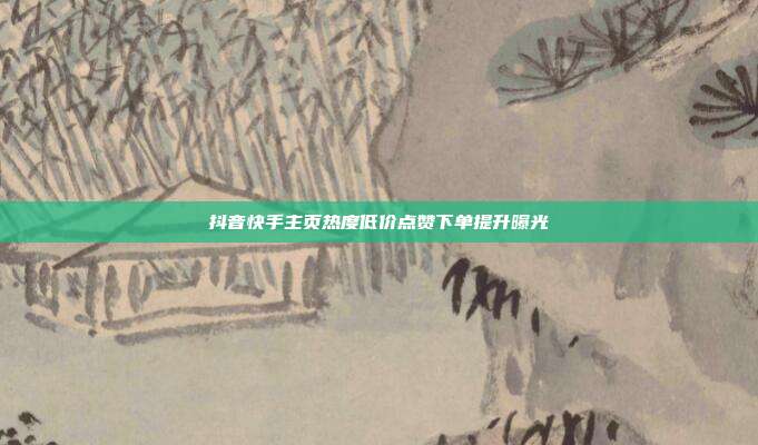 抖音快手主页热度低价点赞下单提升曝光