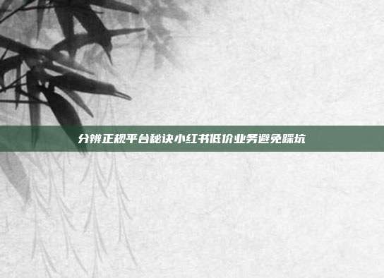 分辨正规平台秘诀小红书低价业务避免踩坑