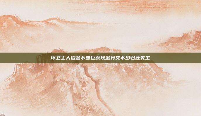 环卫工人拾金不昧巨额现金分文不少归还失主