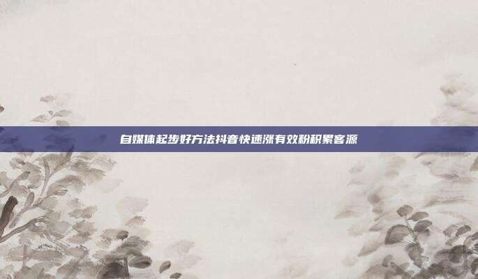 自媒体起步好方法抖音快速涨有效粉积累客源