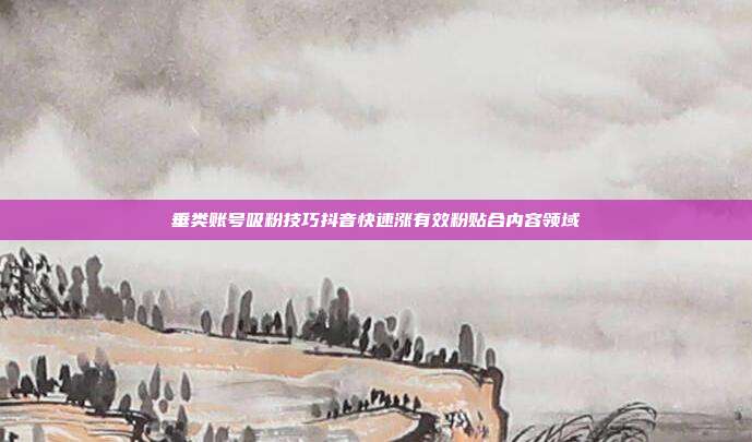 垂类账号吸粉技巧抖音快速涨有效粉贴合内容领域