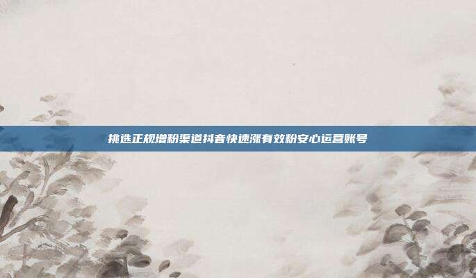 挑选正规增粉渠道抖音快速涨有效粉安心运营账号