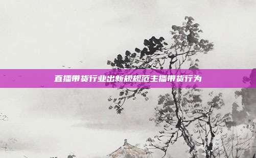 直播带货行业出新规规范主播带货行为