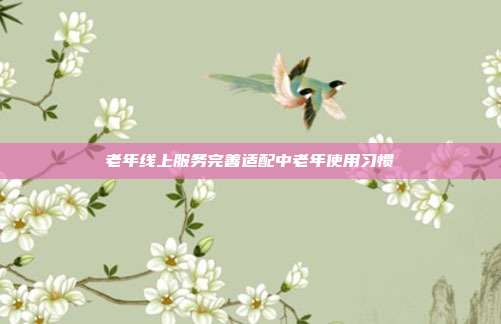 老年线上服务完善适配中老年使用习惯