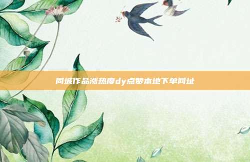 同城作品涨热度dy点赞本地下单网址