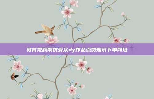 教育视频聚拢受众dy作品点赞知识下单网址