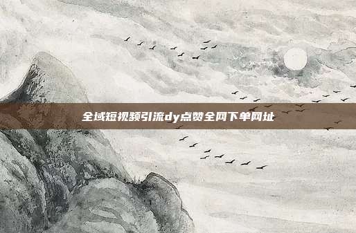 全域短视频引流dy点赞全网下单网址