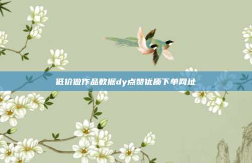 低价做作品数据dy点赞优质下单网址
