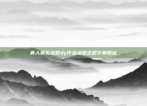 真人真实点赞dy作品点赞正规下单网址
