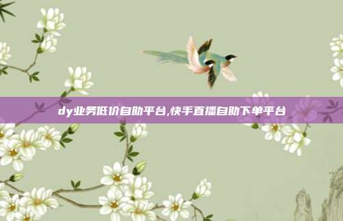 dy业务低价自助平台,快手直播自助下单平台