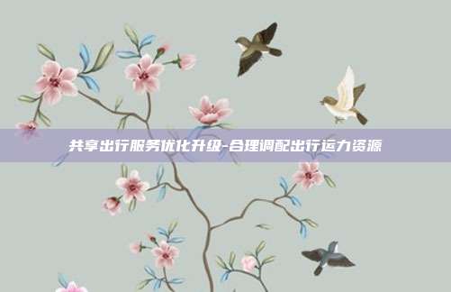 共享出行服务优化升级-合理调配出行运力资源