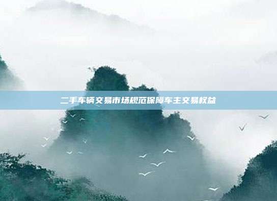二手车辆交易市场规范保障车主交易权益
