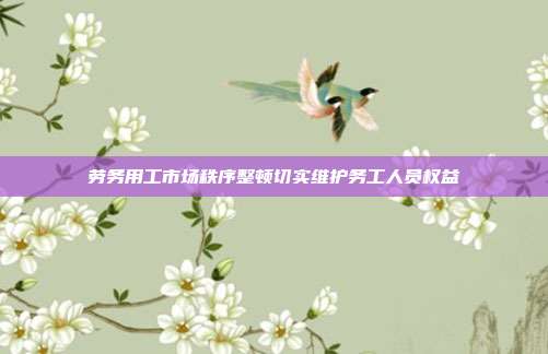 劳务用工市场秩序整顿切实维护务工人员权益